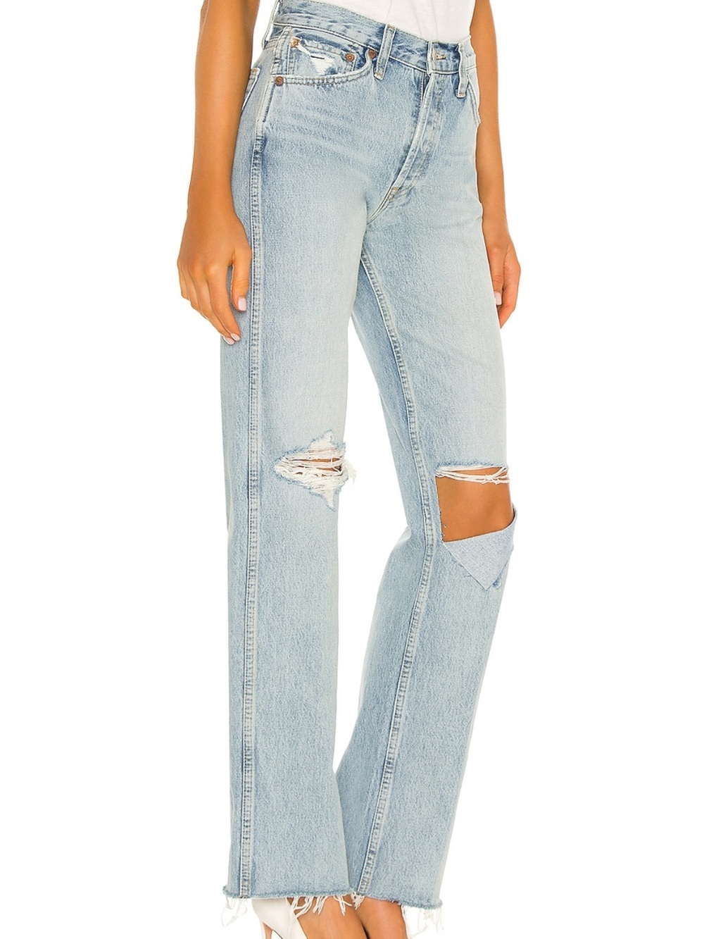 RE/DONE HIGH RISE DISTRESSED 90S JEANS SZ 26, BREEZY
